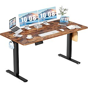 DUMOS 63-inch Electric Standing Desk Deal DUMOS 63in Electric Standing Desk with Memory Presets in Rustic Finish