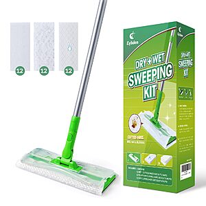 Amazon deal on Eyliden 360 Swivel Sweeper Mop Eyliden 360 Swivel Sweeper Mop with disposable dry and wet cloths
