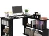 $66.99 – HOMCOM L Shaped 360 Degree Rotating Corner Computer Desk w/ Storage Shelves, (Black) + Free Shipping HOMCOM L-shaped rotating corner computer desk with storage shelves in black