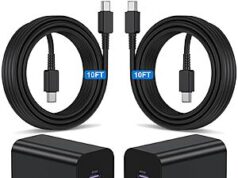 $7.99 – 2-Pack 45W Kitminun USB C Dual Port Charger w/ 10ft Cable Cord + Free Shipping w/ Prime or on $35+ 2-Pack 45W Kitminun USB C Dual Port Charger in black with a 10ft cable