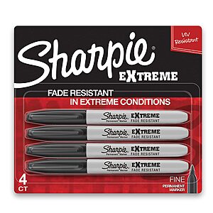 Sharpie Markers on Sale at Amazon 4-Count Sharpie Extreme Fine Tip Permanent Markers in black