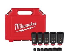 $49.97 – Milwaukee Shockwave 3/8 in. drive SAE 6 Point Square Deep Socket Set 12 pc Milwaukee Shockwave SAE Square Deep Socket Set
