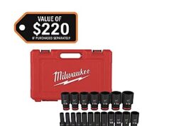 $78.75 – TITLE: 19-Piece Milwaukee SHOCKWAVE 1/2″ Drive SAE 6 Point Impact Socket Set + Free Shipping 19-piece Milwaukee SHOCKWAVE Impact Socket Set