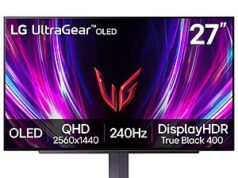 $499.99 – LG 27GS93QE 27-inch Ultragear OLED Gaming Monitor QHD 1440p 240Hz 0.03ms DisplayHDR True Black 400 AMD FreeSync Premium Pro NVIDIA G-Sync HDMI 2.1 LG 27GS93QE gaming monitor
