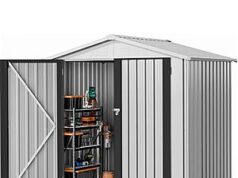 $143.99 – : DWVO 6x4ft Outdoor Storage Shed, Lockable Metal Tool Storage Sheds, Waterproof Garden Sheds with Vents for Backyard, Patio, Garage, Lawn, White at Amazon DWVO 6x4ft Outdoor Storage Shed