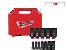 $49.97 – Milwaukee SHOCKWAVE 3/8 in. Drive Deep Well 6 Point Impact Socket Set (12-Piece) Milwaukee SHOCKWAVE 12-piece impact socket set on sale at Home Depot