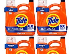$49.45 – Tide Liquid Laundry Detergent (Original Scent, 100 Loads) 4 for ($12.36 each) w/ S&S or 4 for $38.44 after $15 rebate ($9.61 each) + Free Shipping w/ Prime or on $35+ Tide Liquid Laundry Detergent bottle