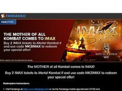 $14.00 – Fandango: $14 off 2 IMAX Tickets to Mortal Kombat 2 Fandango logo with Mortal Kombat 2 IMAX tickets
