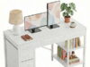 $31.96 – CONCETTA 55 inch Computer Desk with 6 Drawers & 2 Open Shelves, White White Concetta 55-inch desk with six drawers and two open shelves