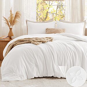 Bedsure Comforter Set on Sale at Amazon Bedsure 3-Piece Soft Prewashed Comforter Set in Queen Size, White