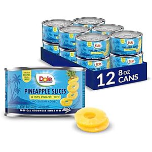 Dole Canned Pineapple Slices Deal on Amazon A 12-pack of Dole canned pineapple slices