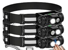 $14.99 – 3-Pack Spriak Rechargeable Led Motion Sensor Headlamp w/ 4-Modes + Free Shipping w/ Prime or on $35+ 3-Pack Spriak Motion Sensor Headlamps in black