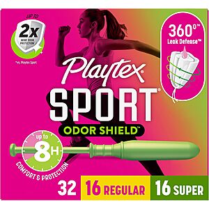 Playtex Sport Tampon Deal Box of Playtex Sport Tampons (16 Regular/16 Super, Unscented)