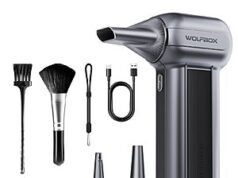 $60.00 – WOLFBOX MF100 Electric Air Duster – Powerful Rechargeable Blower with 3-Gear Adjustable Speeds, Now $60 WOLFBOX MF100 Electric Air Duster