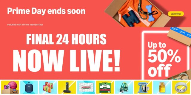 Amazon Prime Day Deal Advertisement with Apple, Anker, LEGO, Android products