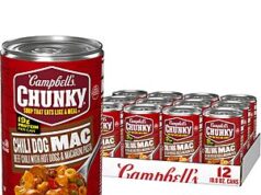 $12.90 – 12-Pack 18.8-Ounce Campbell’s Chunky Chili Dog Mac Soup w/ S&S + Free Shipping w/ Prime or on $35+ 12-Pack 18.8-Ounce Campbell's Chunky Chili Dog Mac Soup