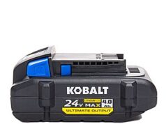 $49.00 – Kobalt 24-Volt Max Ultimate Output 4Ah Lithium-Ion Battery + FREE 2Ah Battery & Charger $49 + Free Shipping Kobalt 24-Volt Max Ultimate Output 4Ah Lithium-Ion Battery bundle with free 2Ah battery and charger