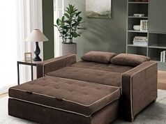 $611.10 – Serta Ainsley 72.6″ Convertible Sleeper Sofa, Queen Size, Dreamcoil Comfort, Soft Woven Fabric, Java – Record Low Price at Amazon Serta Ainsley convertible sleeper sofa in Java color
