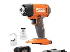 $64.50 – RIDGID 18V Cordless Compact Heat Gun Kit with 2.0 Ah Battery and Charger $64.5 RIDGID 18V Cordless Compact Heat Gun Kit