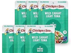 $3.30 – Chicken of the Sea Wild Caught Light Tuna in Spring Water Pouches w/ S&S + Free Shipping w/ Prime or on $35+ 6-Pack Chicken of the Sea Wild Caught Light Tuna in Spring Water Pouches