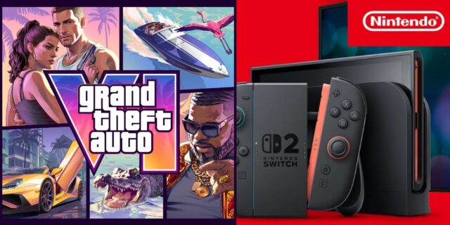 Grand Theft Auto VI logo on a Nintendo Switch 2 concept image