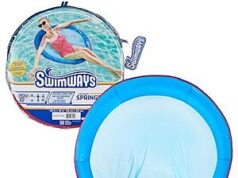 $8.49 – | SwimWays Spring Float Premium Papasan Pool Lounger at Amazon SwimWays Spring Float Premium Papasan Pool Lounger in a backyard