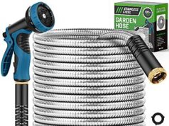 $25.79 – 100′ Advinski Stainless Steel Garden Hose w/ 10-Function Nozzle & Leak-Proof Metal Connectors (Silver) + Free Shipping w/ Prime or on $35+ 100' Advinski Stainless Steel Garden Hose in silver