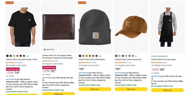 Amazon Carhartt Father's Day Sale Carhartt workwear items on sale at Amazon