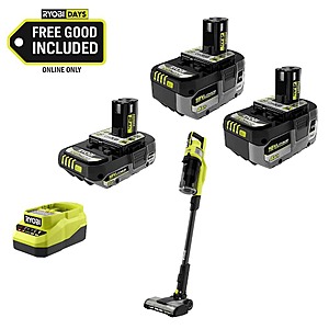 Ryobi ONE+ Stick Vacuum Deal at Home Depot Ryobi ONE+ 18V Stick Vacuum with three batteries and a charger