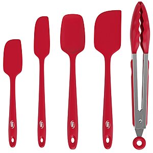 Kaluns silicone spatula and tongs deal 5-Piece Kaluns Silicone Spatula and Tongs Set in red