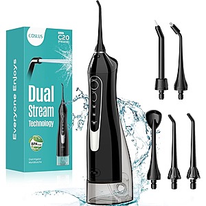 COSLUS Water Dental Flosser on sale COSLUS Cordless Portable Rechargeable Water Dental Flosser in black