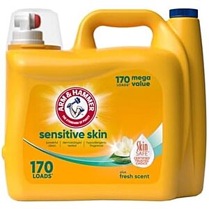 Arm & Hammer Sensitive Skin Plus Laundry Detergent deal 170-Oz Arm & Hammer Sensitive Skin Plus Liquid Laundry Detergent bottle