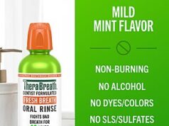 $7.43 – TheraBreath Fresh Breath Mouthwash, Mild Mint Flavor, Alcohol-Free, 16 Fl Oz (2-Pack) TheraBreath Fresh Breath Mouthwash, Mild Mint Flavor, Alcohol-Free, 16 Fl Oz (2-Pack)
