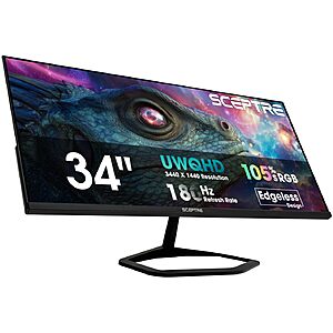 Sceptre Gaming Monitor Deal Sceptre 34" E345B-QU180D Series gaming monitor with built-in speakers