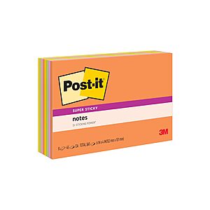 deal-1802 : Post-it Super Sticky Notes, 6 x 4 in, Neon Fizz, 8 Pads, 45 Sheets/Pad at Amazon