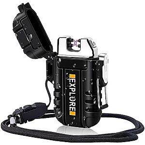 LcFun electric lighter on sale at Amazon LcFun Dual Arc Windproof Rechargeable Electric Lighter in black