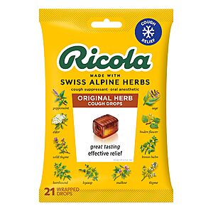 deal-2277 Ricola Cough Drops, Natural Herb , 21 Drops, 1 Count @Amazon