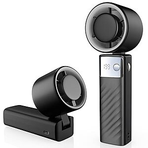 deal-2325 6.89" Yoshenmo Portable Handheld & Desk Turbo Fan w/ LED Display & Speed Adjustment (Black) + Free
