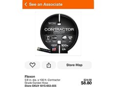 $8.80 – 5/8 in. dia. x 100 ft. Contractor Grade Garden Hose YMMV at Home Depot 5/8 in. dia. x 100 ft. Contractor Grade Garden Hose YMMV at Home Depot