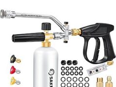 $29.69 – Saker Foam Cannon Dual-Function Pressure Washer Kit w/ Spray Gun & 5 Nozzles + Free Shipping Saker Foam Cannon Dual-Function Pressure Washer Kit w/ Spray Gun & 5 Nozzles + Free Shipping
