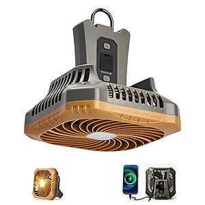 Odoland Camping Fan & LED Lantern on sale at Amazon Odoland Portable Camping Fan & LED Lantern in brown