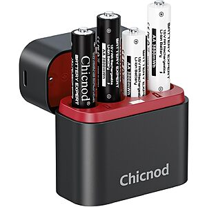 Rechargeable AA Lithium Batteries Deal Chicnod Rechargeable AA Lithium Batteries with USB-C Charger in packaging
