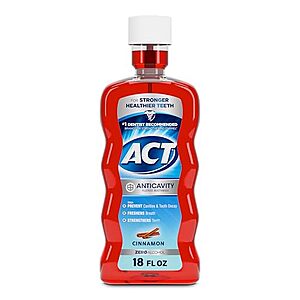 Amazon deal on 18-Oz ACT Anticavity Cinnamon Mouthwash 18-Oz ACT Anticavity Zero Alcohol Fluoride Mouthwash (Cinnamon)