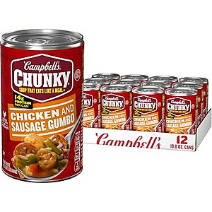 Campbell's Chunky Soup Chicken & Sausage Gumbo deal 12-pack Campbell's Chunky Soup Chicken & Sausage Gumbo