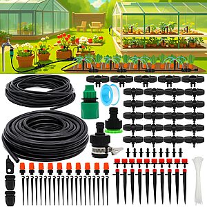 PETUOL Drip Irrigation Kit on sale at Amazon 100-ft PETUOL Drip Irrigation Kit for garden, lawn and patio