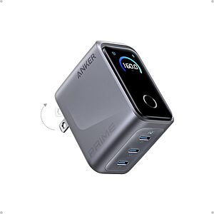 Anker Prime Charger Deal Anker Prime 160W 3-Port GaN USB-C Charger with Smart Display & Touch Control