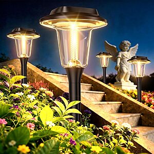 Bucasa Solar Pathway Lights Deal Bucasa 8-Pack Solar Pathway IP65 Waterproof Lights