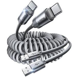 LISEN USB A to USB C cables on sale at Amazon LISEN USB A to USB C coiled carplay cable in grey