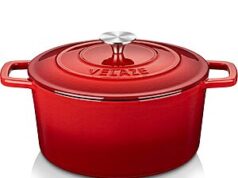 $29.99 – 6-Quart Velaze Enameled Cast Iron Dutch Oven w/ Lid (Red) – + Free Shipping w/ Prime or on $35+ 6-Quart Velaze Enameled Cast Iron Dutch Oven in Red