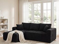 $167.99 – 92.5″ Modular L-Shaped Cloud Sectional Sofa w/ Deep Seats & Chaise (Black, Left Facing) – + Free Shipping 92.5" Modular L-Shaped Cloud Sectional Sofa in black, left facing